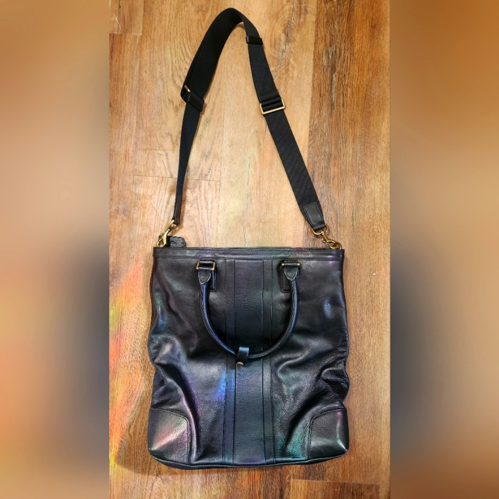 Coach Large Black Leather Tote Crossbody Bag